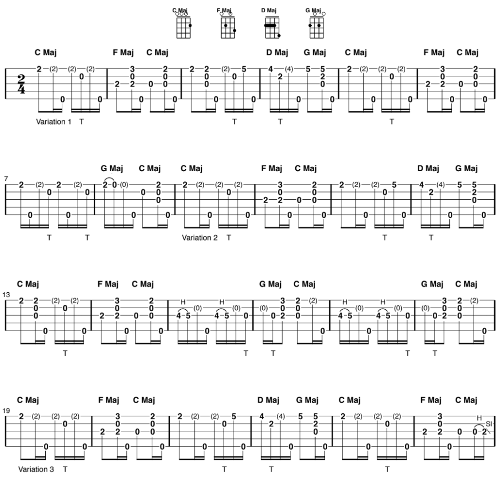 stocktime (buck dance) clawhammer banjo tab part 1